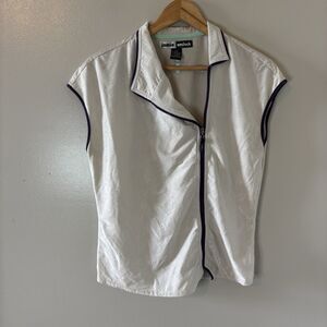 Jamie Sadock Golf Tank Top Ivory Black Textured Athlesure Activewear Large